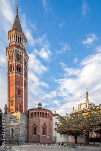 Milan and the San Gottardo in Corte in a perfect perspective shot