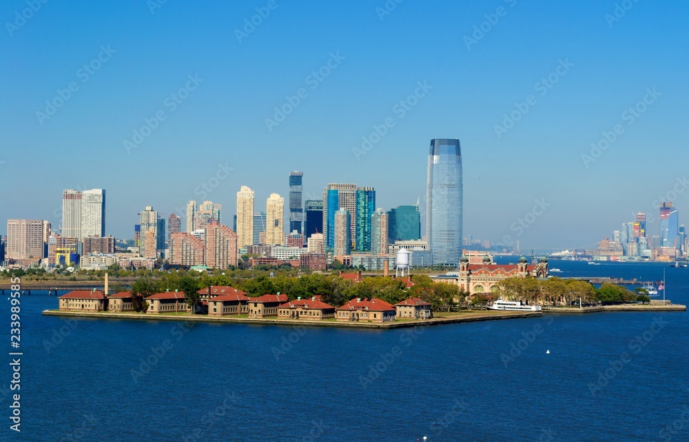 Ellis Island, New York skyline