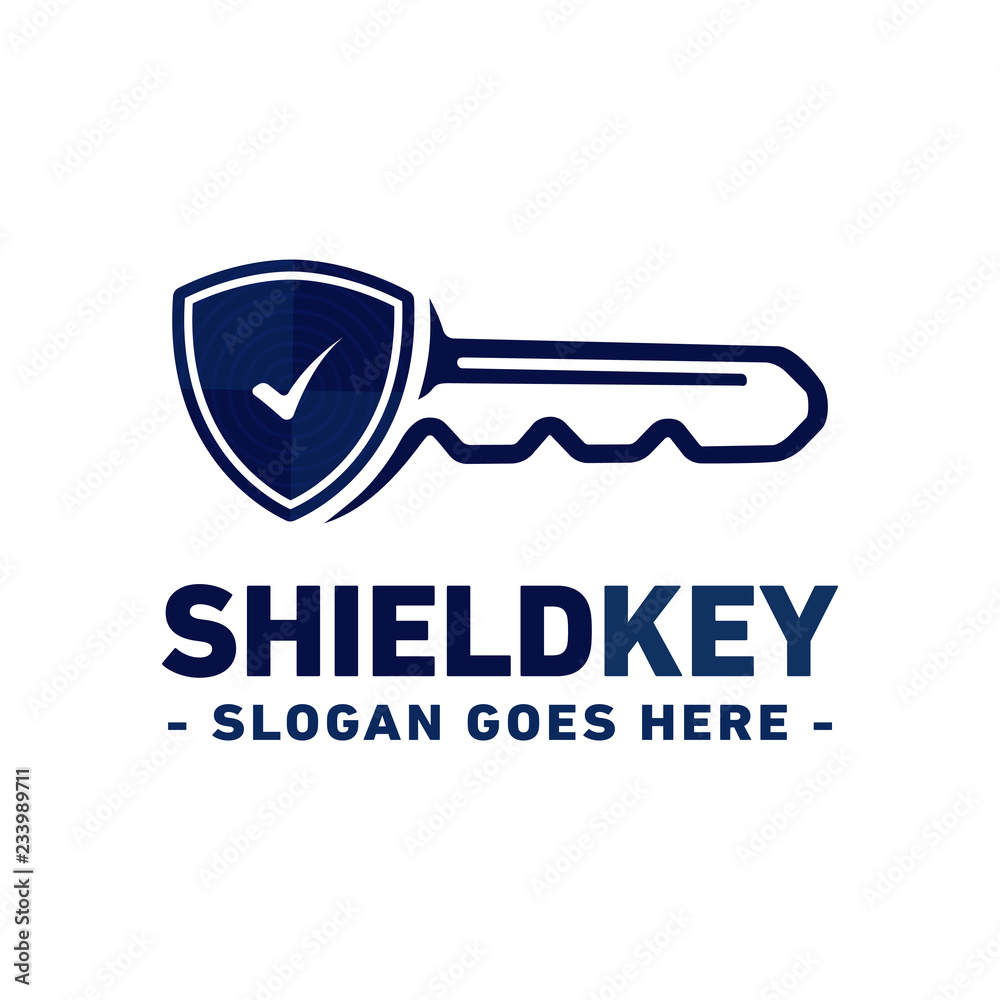 Shield key logo. Vector and illustration.