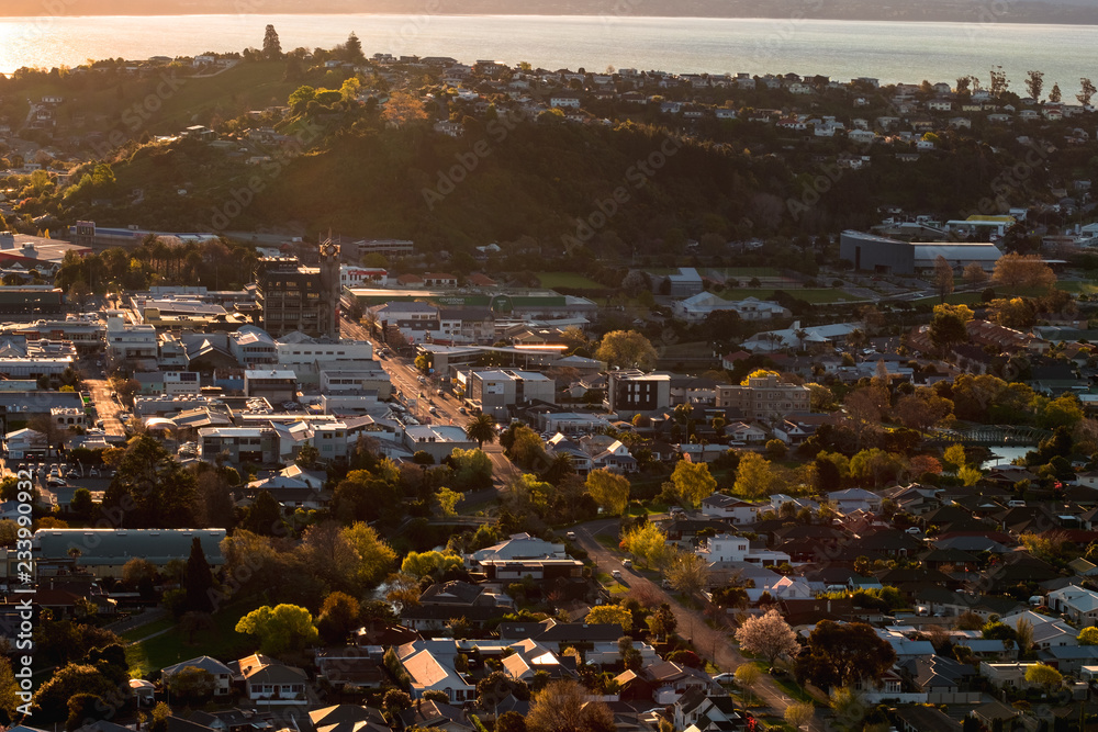2018, September 29 - Nelson, New Zealand, View of Nelson Town at sunset.