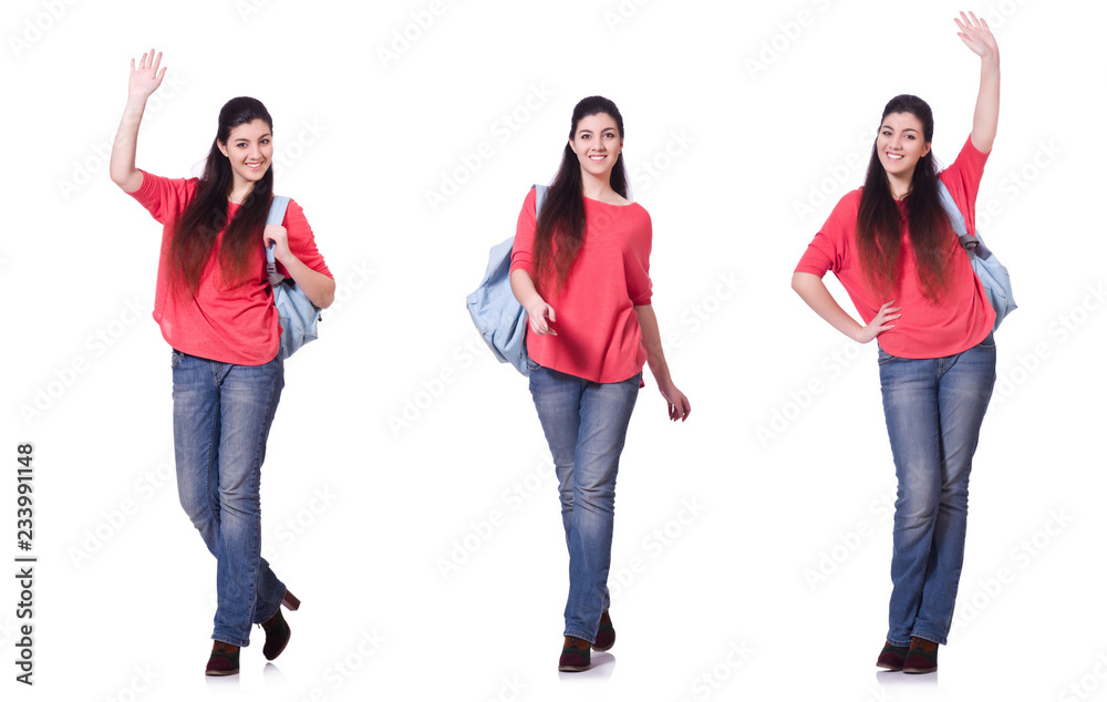 Fototapeta premium Young female student isolated on the white