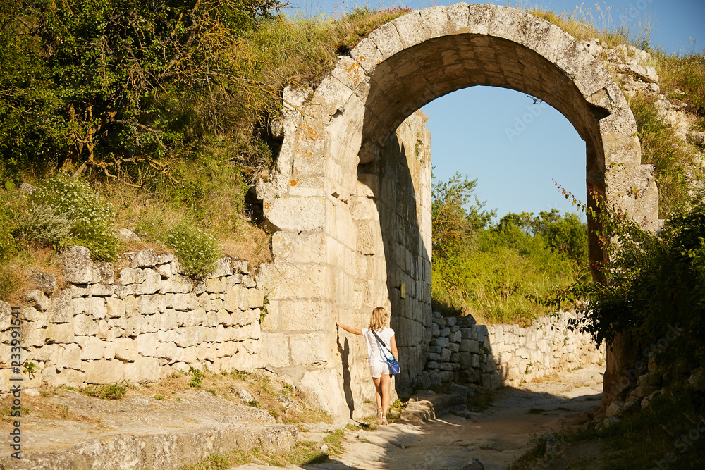 Arch of large stone blocks on the Crimea peninsula