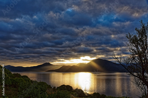 Sunrise over the Marlborough Sounds, New Zealand
