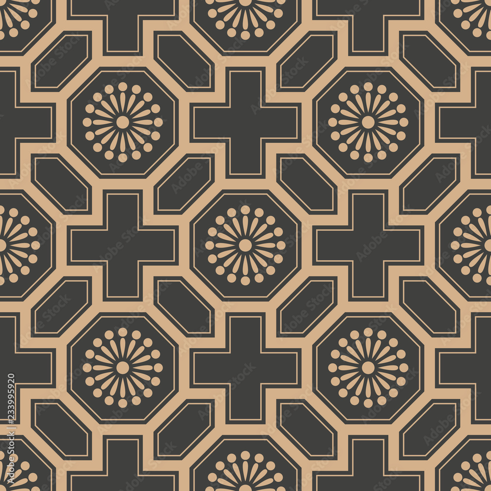 Vector damask seamless retro pattern background oriental polygon geometry cross frame flower Vector damask seamless retro pattern background oriental polygon geometry cross frame flower