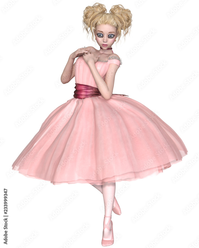 Cute Blonde Ballerina with Big Eyes Dressed in a Pink Tutu - anime style  illustration Иллюстрация Stock | Adobe Stock