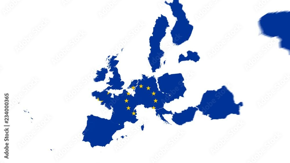 Animated map of European Union countries combining to form EU flag before Brexit