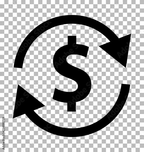 money transfer icon on transparent. money convert sign. flat style. money dollar icon for your web site design, logo, app, UI. money convert symbol.