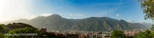 View of the city of Caracas and its iconic mountain el Avila or Waraira Repano. photo