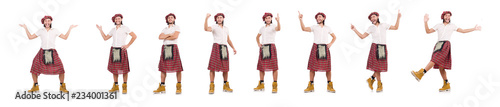 Photos Man in scottish skirt isolated on white