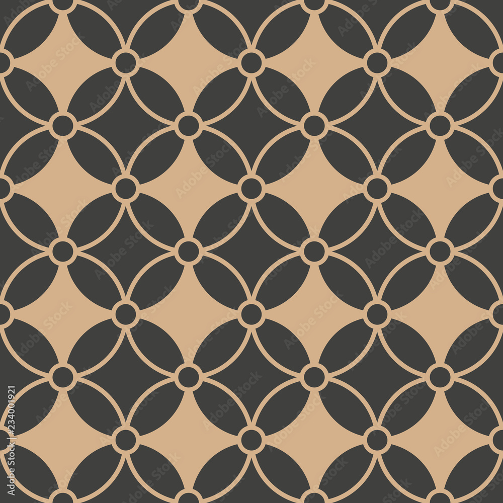 Fototapeta premium Vector damask seamless retro pattern background geometry cross round frame chain line