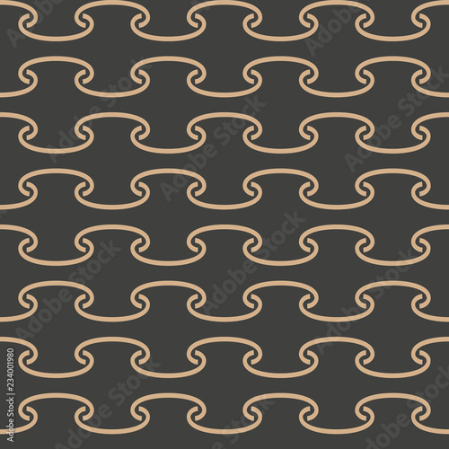 Vector damask seamless retro pattern background oriental curve spiral cross frame chain line