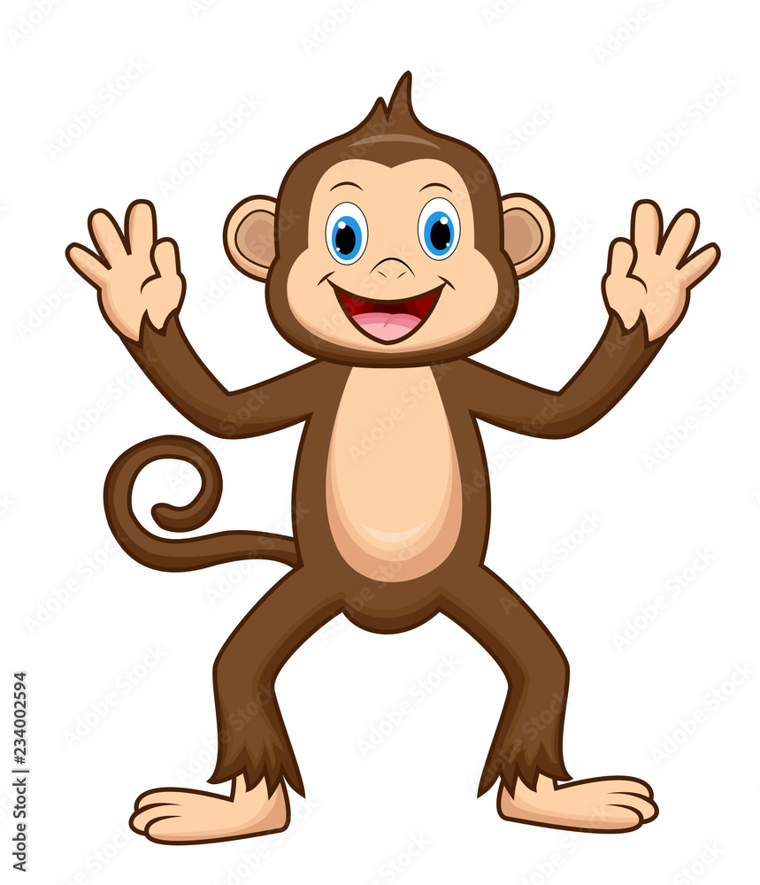 Cute Monkey Cartoon Stock Vector | Adobe Stock