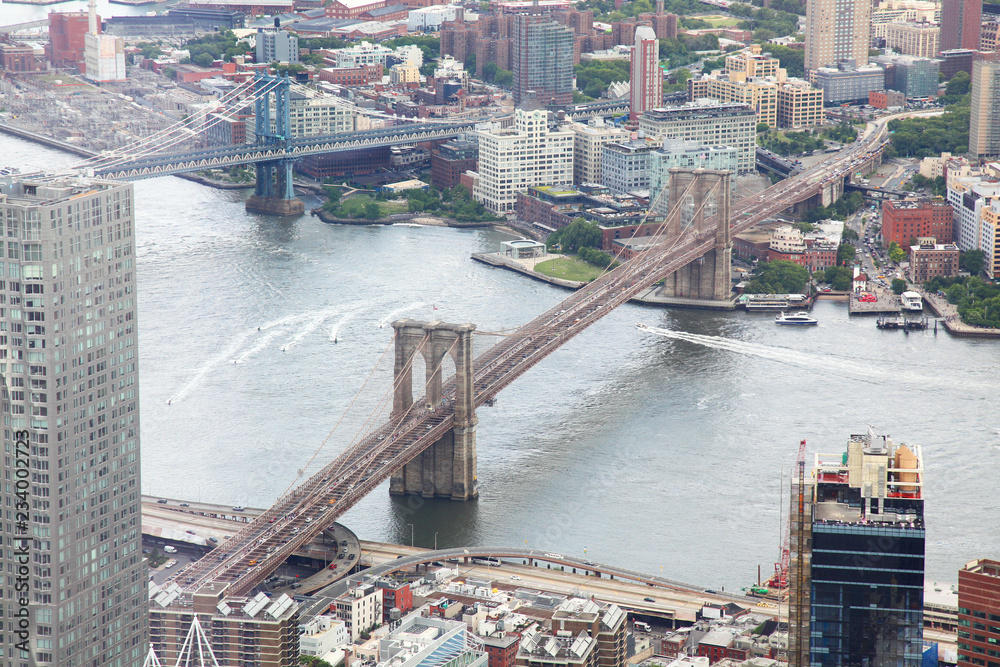 Obraz premium NEW YORK,USA- JUNE 18,2018:Aerial view of new york city from one world trade building
