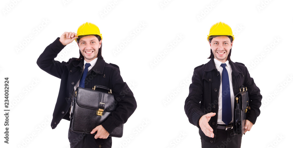 Young construction architect isolated on the white Young construction architect isolated on the white