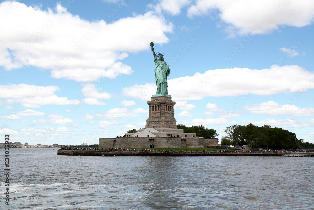 New york ,USA-June 15 ,2018:Tourist visit the Statue of liberty is famous  in New York ,USA