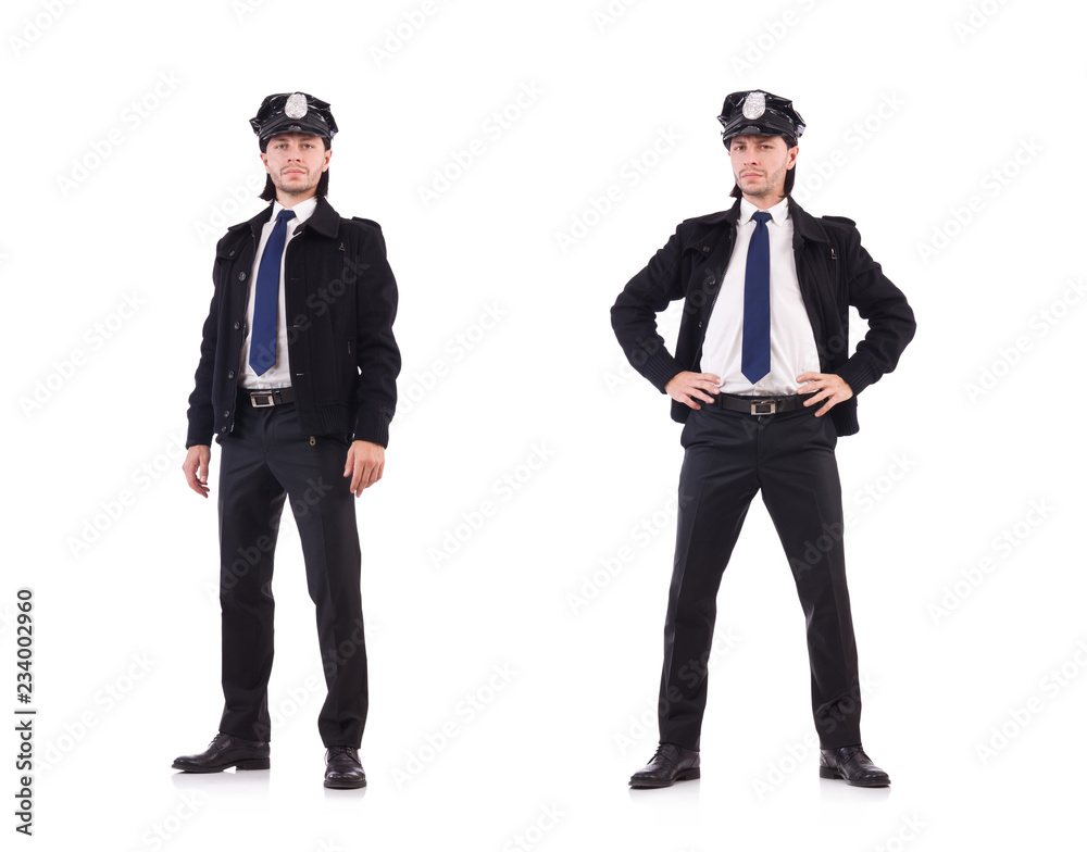 Police officer isolated on white Police officer isolated on white