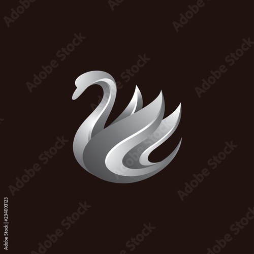 Elegant, luxury, silver swan wing vector logo