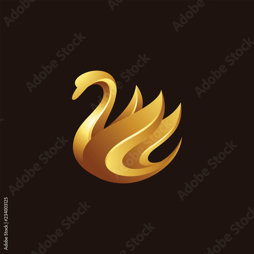 Elegant, luxury, gold swan wing vector logo