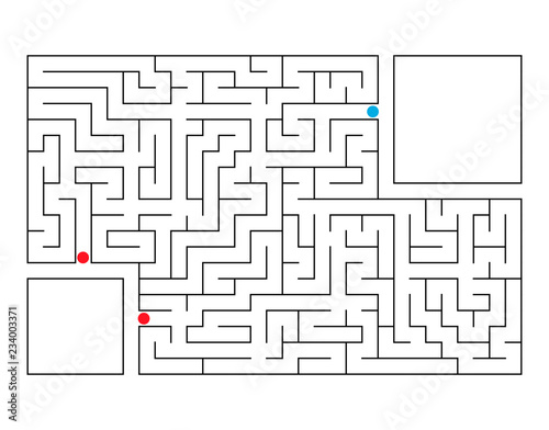 Abstract rectangular maze. Game for kids. Puzzle for children. Labyrinth conundrum. Flat vector illustration. With place for your image.
