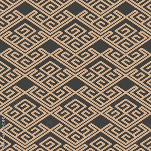 Vector damask seamless retro pattern background oriental geometry check spiral cross frame chian crest