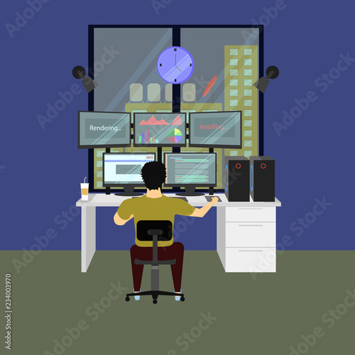 work multi task room vector illustration eps10