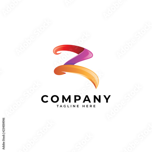 Abstract modern 3d colorful, initial, logotype, letter Z icon logo