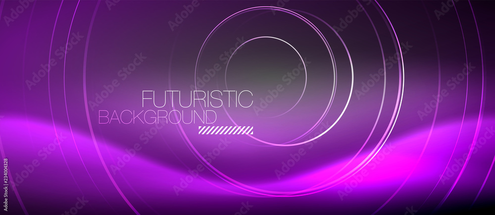 Neon circles abstract background, shiny lines Neon circles abstract background, shiny lines