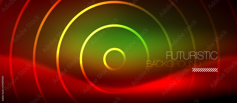 Neon glowing techno lines, hi-tech futuristic abstract background template with square shapes Neon glowing techno lines, hi-tech futuristic abstract background template with square shapes