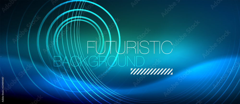 Neon glowing circles background Neon glowing circles background