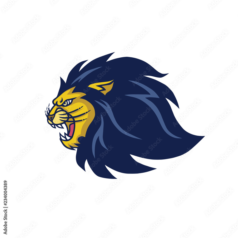Angry Lion Head Logo Mascot Design