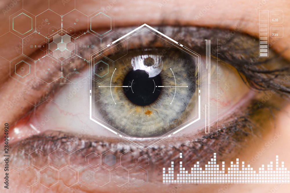 Concept of sensor implanted into human eye Concept of sensor implanted into human eye
