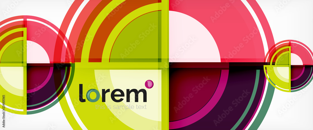 Modern geometric circles abstract background, colorful round shapes with shadow effects Modern geometric circles abstract background, colorful round shapes with shadow effects