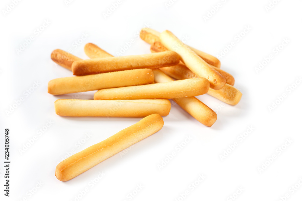 bread sticks on white background.