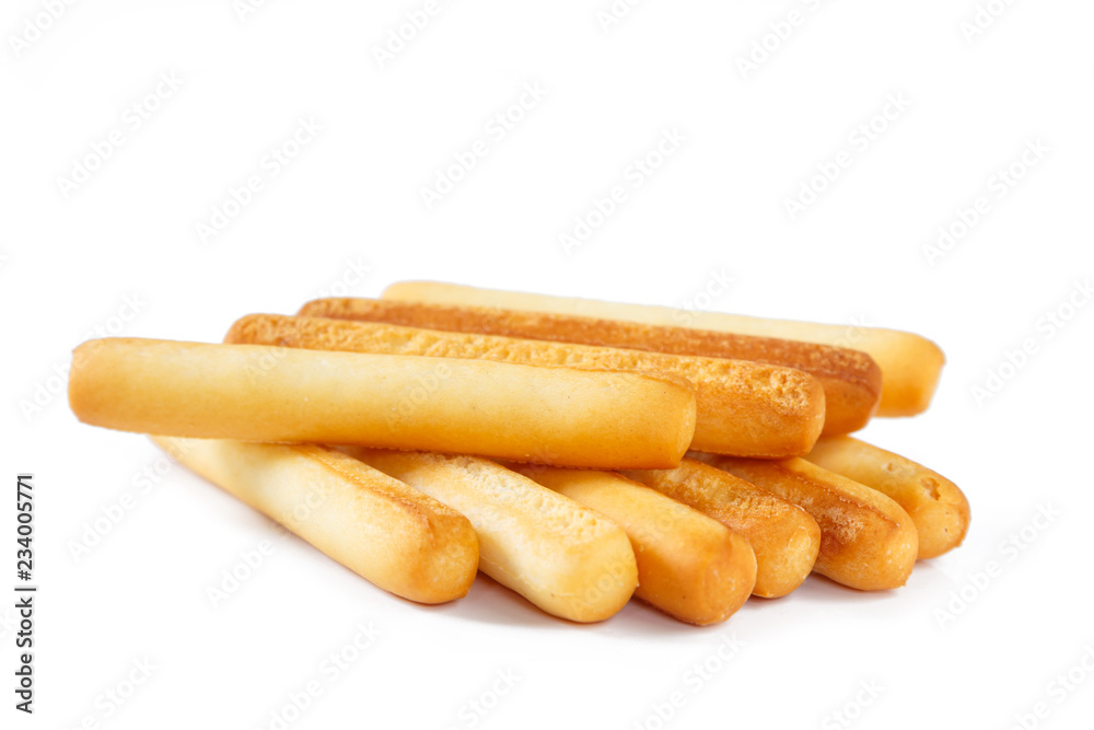 bread sticks on white background.