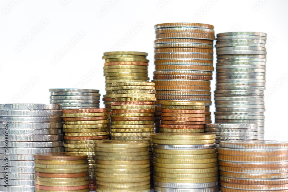 coins money on white background. coins money on white background.