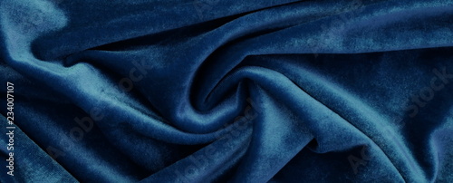 Banner. velvet texture background blue color.  festive baskground. expensive luxury, fabric, material, cloth.Copy space. photo