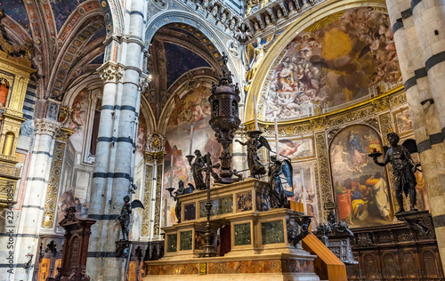 Basilica Altar Stained Glass Cathedral Siena Italy