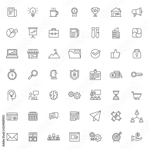 big set of business management icon with simple outline and modern style, editable stroke vector eps 10