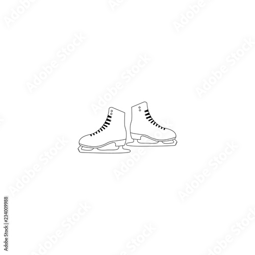 Vector illustration. Woman figure Skates icon isolated on white background. Figure skating emblem, logo, badge.