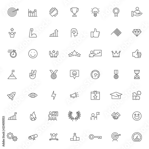 big set of motivation icon with simple outline and modern style, editable stroke vector eps 10