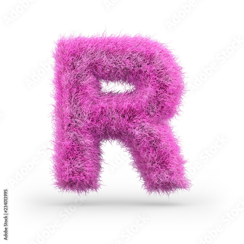 Uppercase fluffy and furry font. 3D