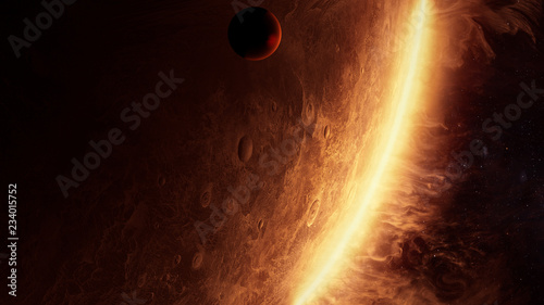 3D Illustration of an alien planet with amazing atmosphere