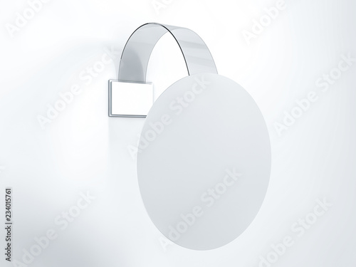 Blank wobbler hanging on wall mockup. 3D