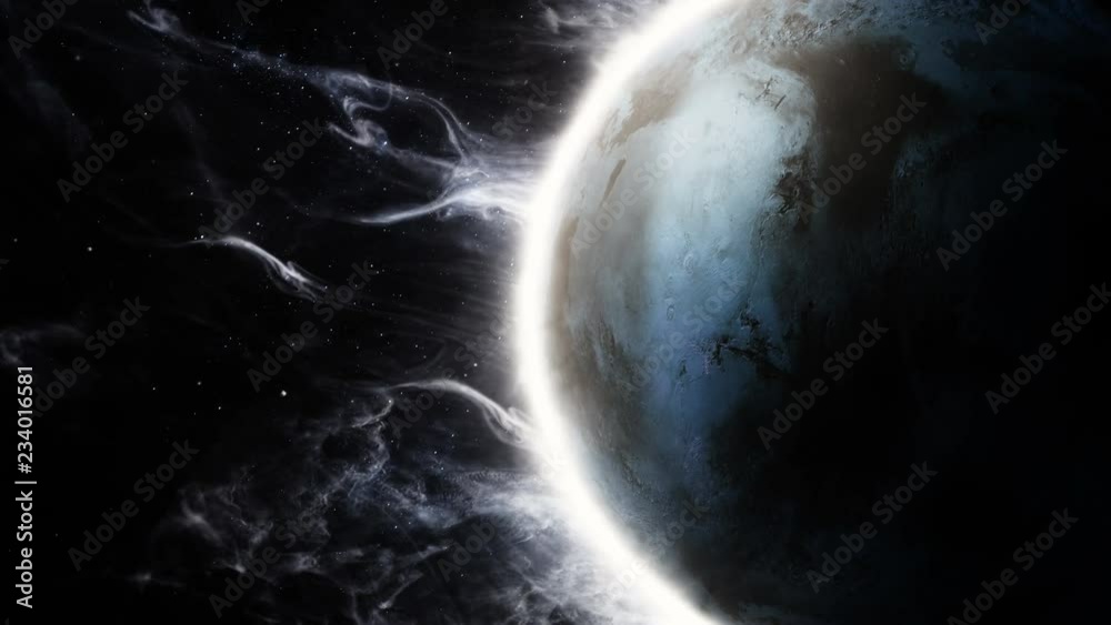3D animation of an alien planet with amazing atmosphere