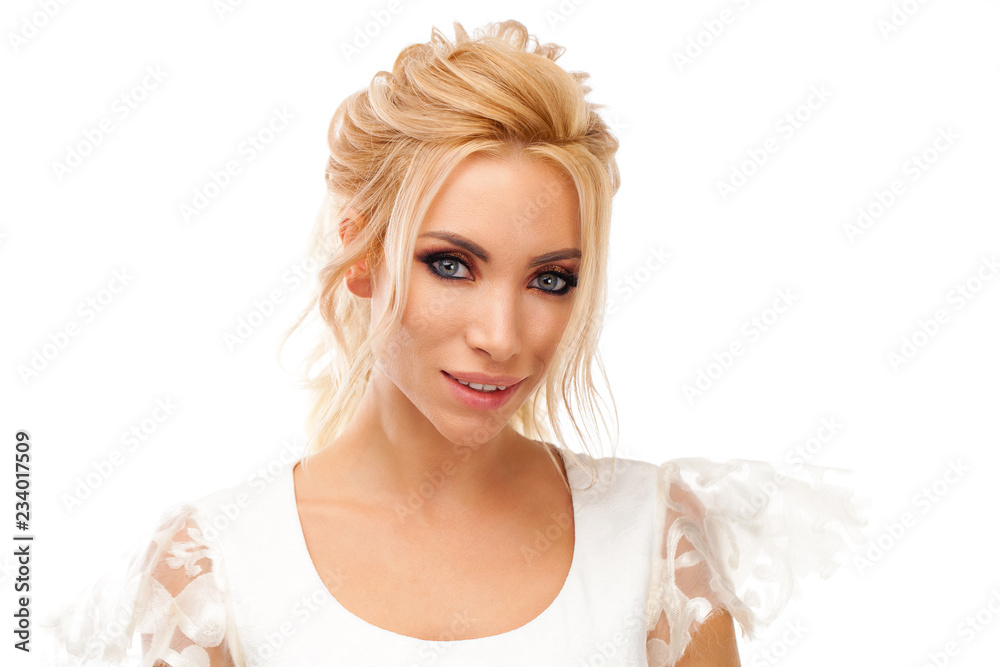 Portrait close up of young beautiful blonde woman Portrait close up of young beautiful blonde woman