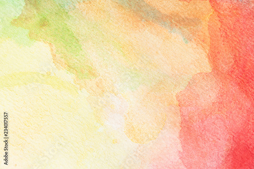 abstract green, yellow, orange and red rose watercolor background. art hand paint © 1987 Studio