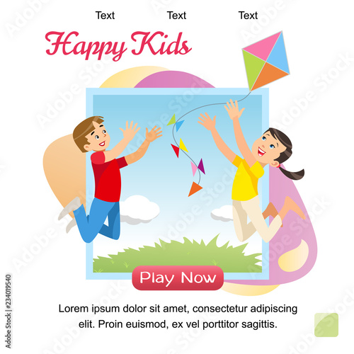 Vector Concept image Playing Happy Kids