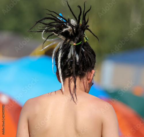 Dreadlocks on the man's head photo