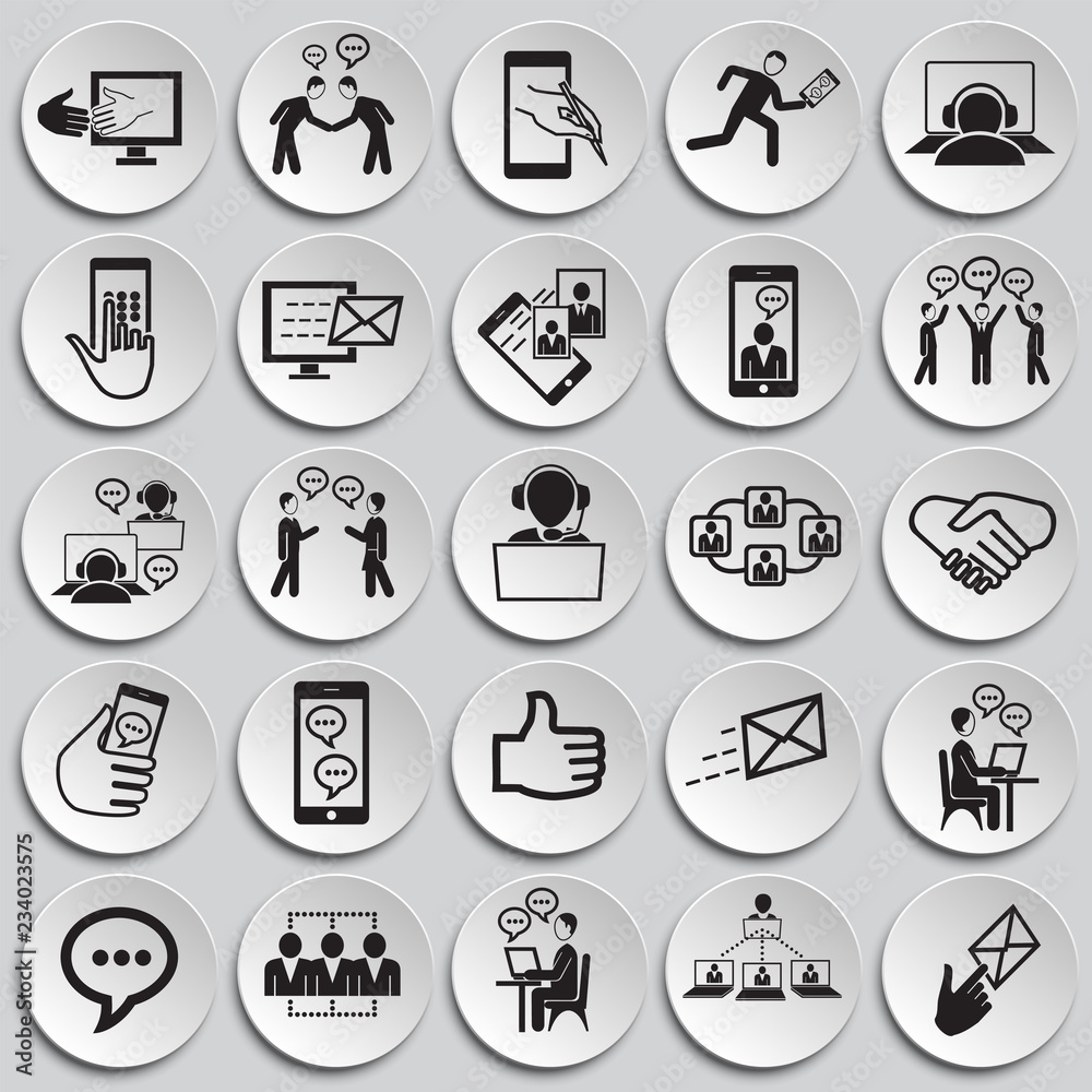 Social network and connections on plates background icons