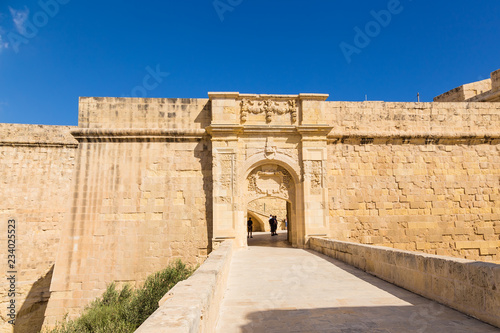 Vittoriosa  Malta. Fortress gate and bridge